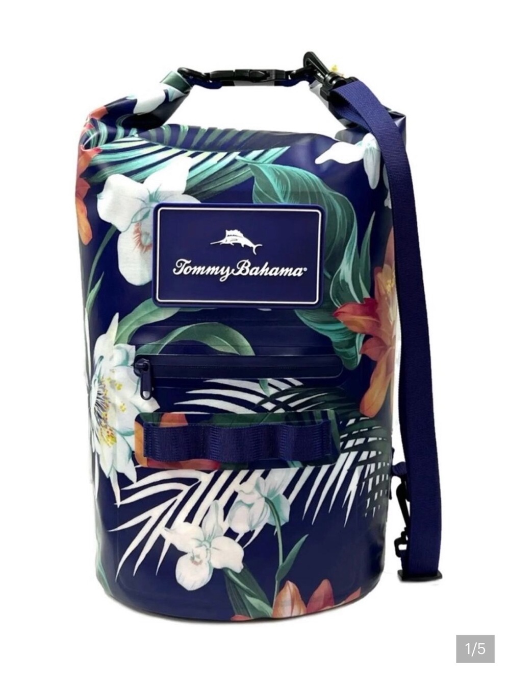 Tommy Bahama Navy Floral Roll-Top 20 L Dry Bag with Tropical Print